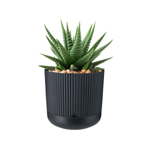 Doniczka plastikowa z podstawką 16cm Nostalgia antracyt